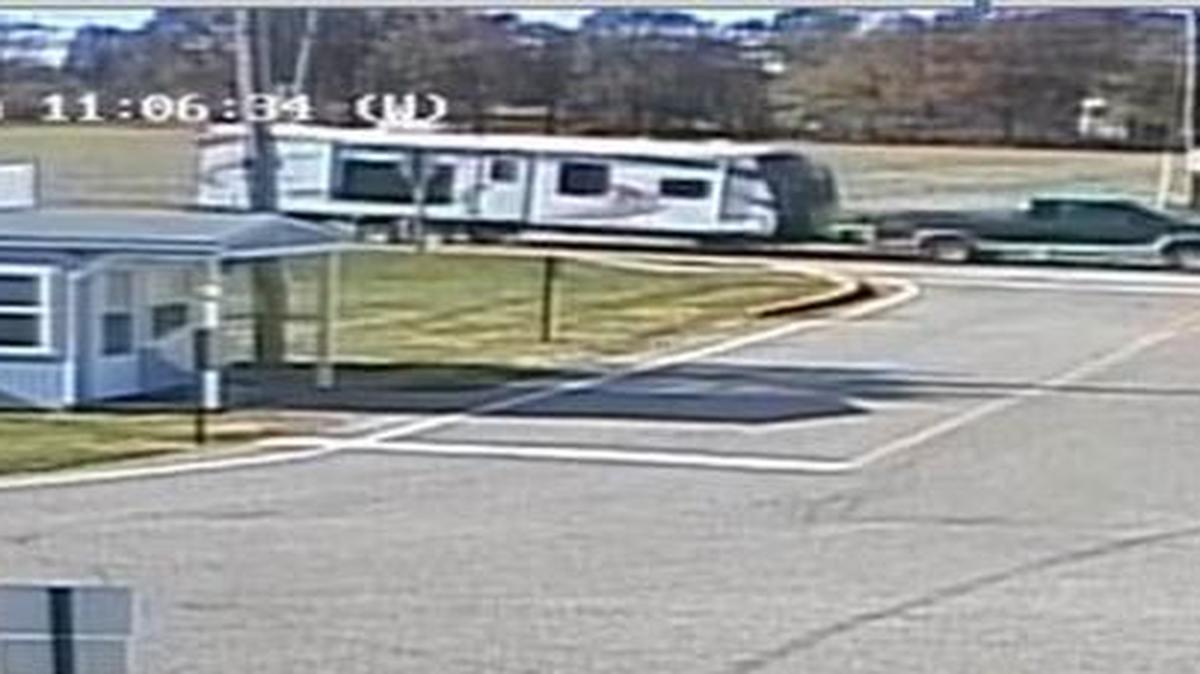 The Madison County Sheriff’s Office released surveillance images on Friday of a suspect vehicle on Humbert Road pulling one of the trailers that was reported stolen last month in Godfrey.