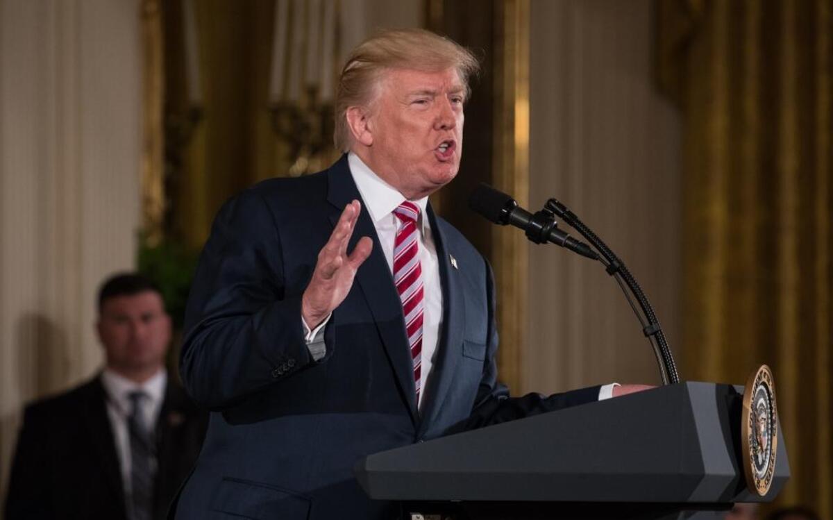 President Donald Trump announces the Air Traffic Control Reform Initiative in the East Room of the White House in Washington, D.C., on Monday, June 5, 2017.