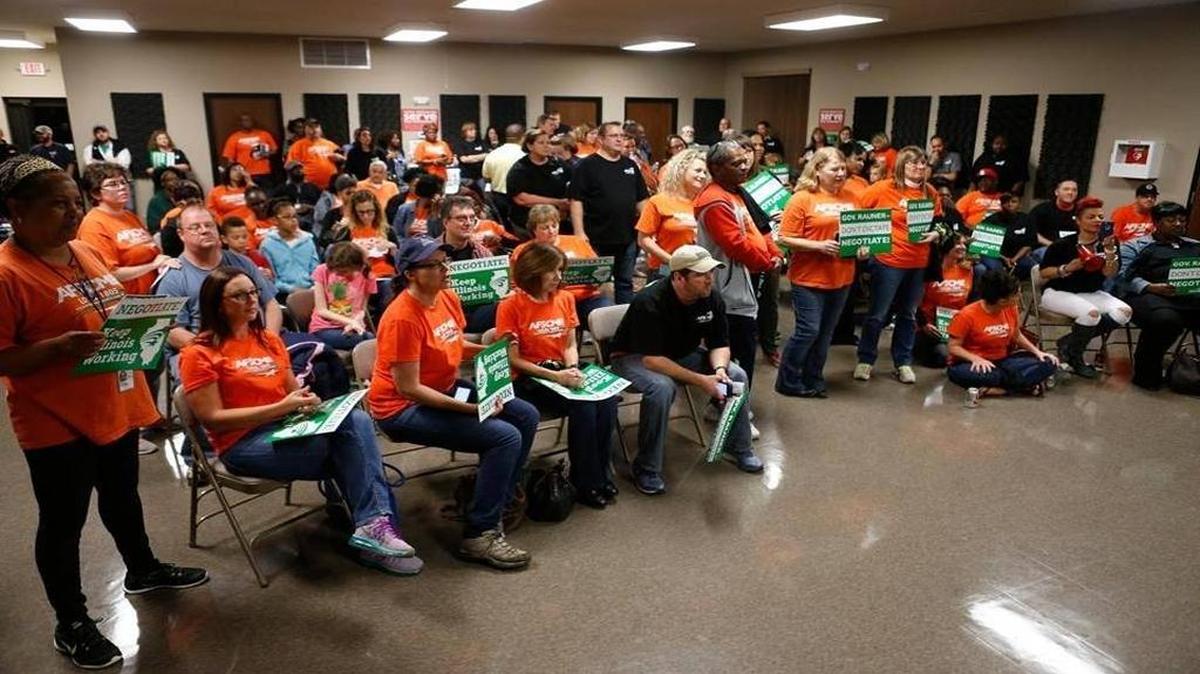 State workers who are members of the American Federation of State, County and Municipal Employees union held a rally recently in Caseyville.
