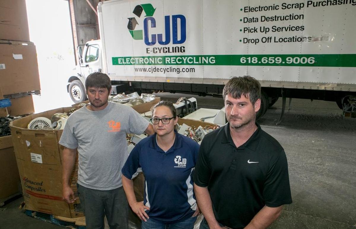 The Wolffs —Daniel, 34, Kate, 37, and Jonathan, 38,— are co-owners of CJD E-Cycling, an electronics recycling company based in Edwardsville.