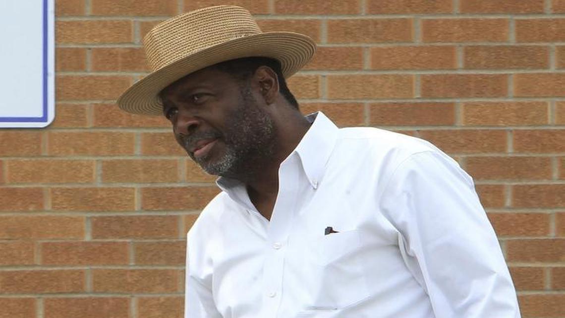 East St. Louis Township Supervisor Oliver Hamilton outside the Township Offices which are located at the Clyde Jordan Senior Center on State Street in East St. Louis. He was walking from his parking space.