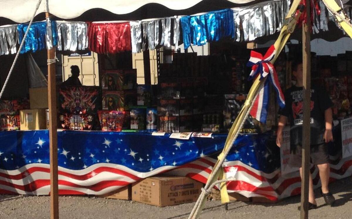 
Shoppers at a fireworks stand Wednesday in Lebanon.
