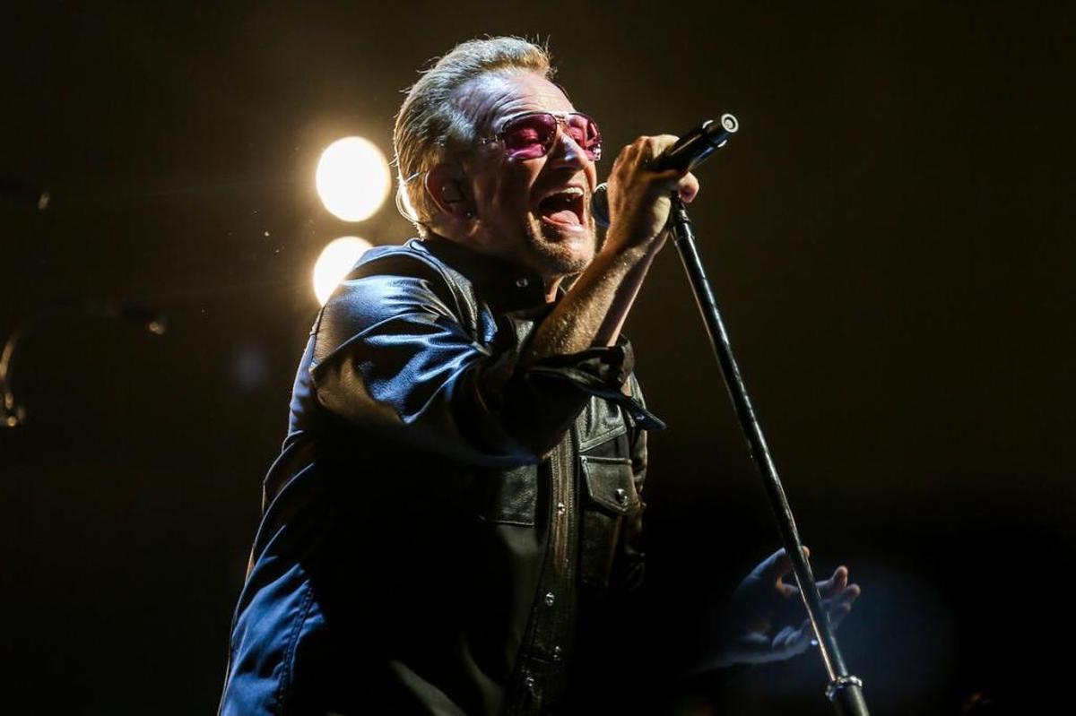 In this file photo, Bono, of U2, performs in Inglewood, Calif.