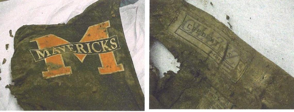 These clothes belong to a woman whose body was found in 2002 on State Route 3. Police believe if they can identify the maverick logo on the shirt, they have a good chance of identifying the victim.