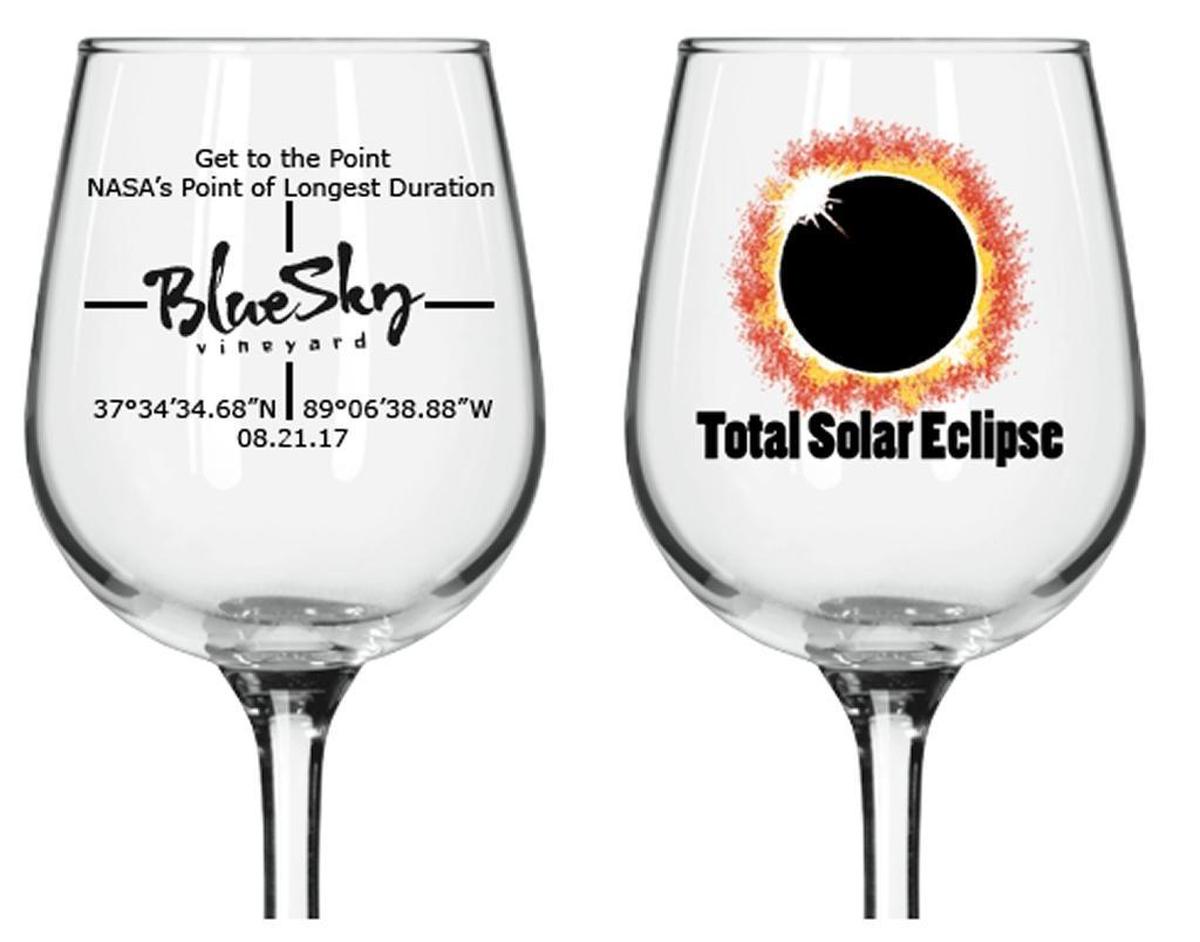 Blue Sky is selling wine glasses along with its special label for the eclipse.