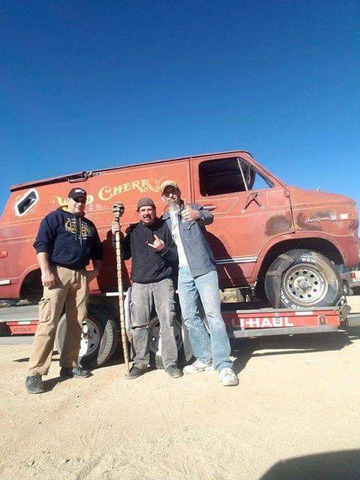 Bob McDonald, Mike Hutchings and Chris Carter pose with the Wild Cherry van. Hutchings took the photo that first got Carter interested in it.