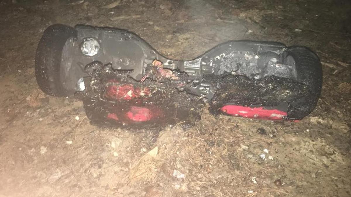 This image from the Belleville Fire Department shows the burnt hover board.