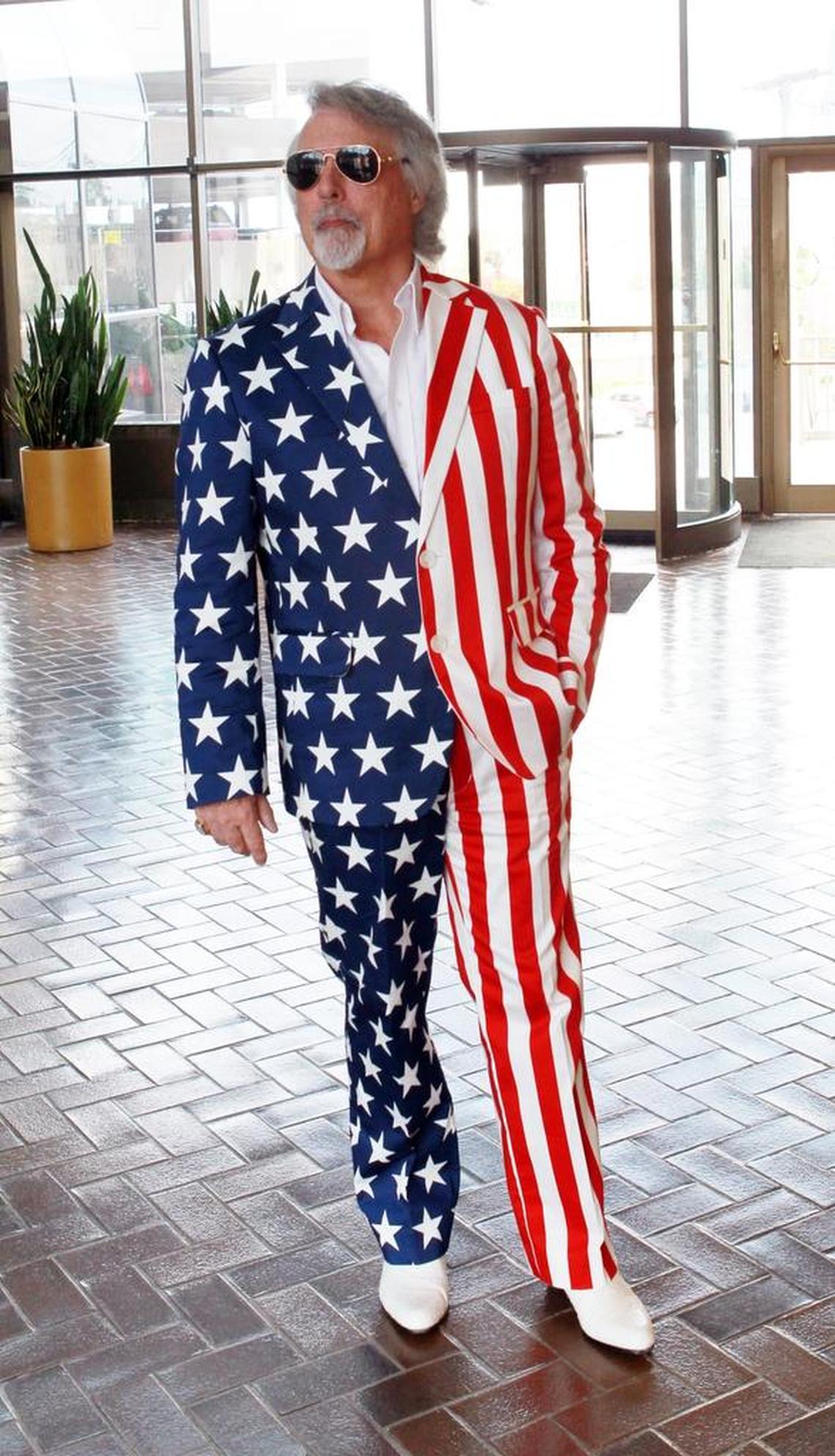 In this BND file photo, Bob Romanik shows up to county court in a red, white and blue Uncle Sam costume, minus the top hat.