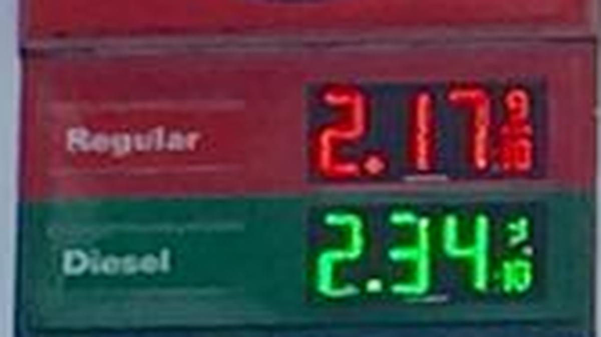 
Gas was $2.17 a gallon Tuesday morning at the Gas Mart on East Main Street at Douglas Avenue in Belleville.
