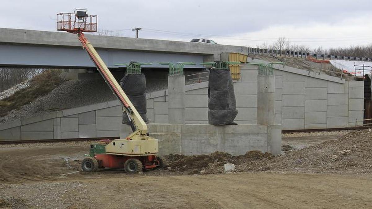 The work site, on the east end of Belleville, where Route 15 travels over South Charles Street and Old Freeburg Road.