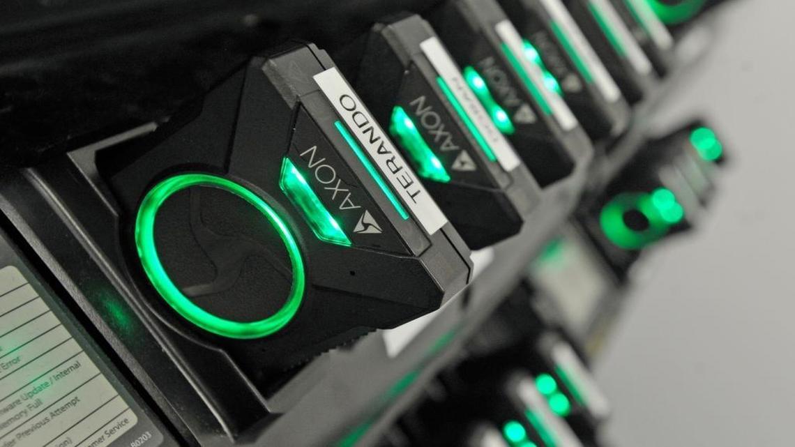 This August 2017 file photo shows body-mounted cameras for officers of the Medford Police Department in Oregon. A St. Louis alderman is hoping to bring body cameras to St. Louis for police to wear.