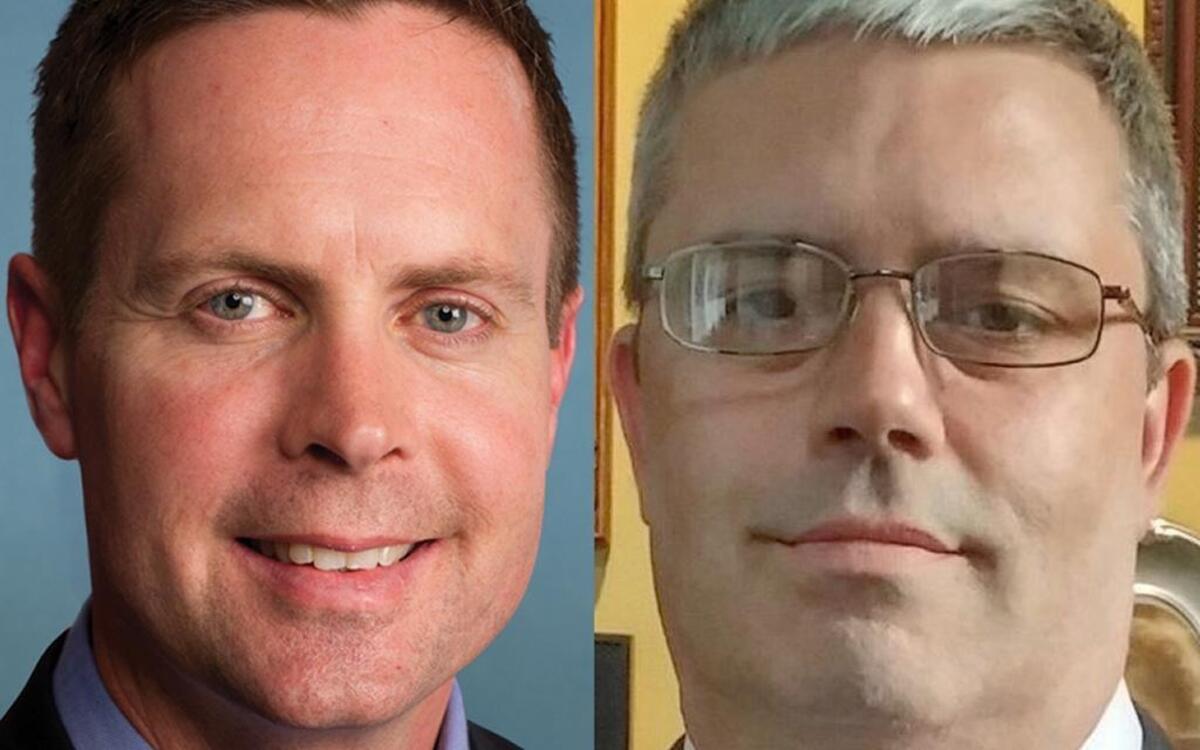 U.S. Rep. Rodney Davis, R-Taylorville, left, and challenger Mark Wicklund, Democrat from Decatur.