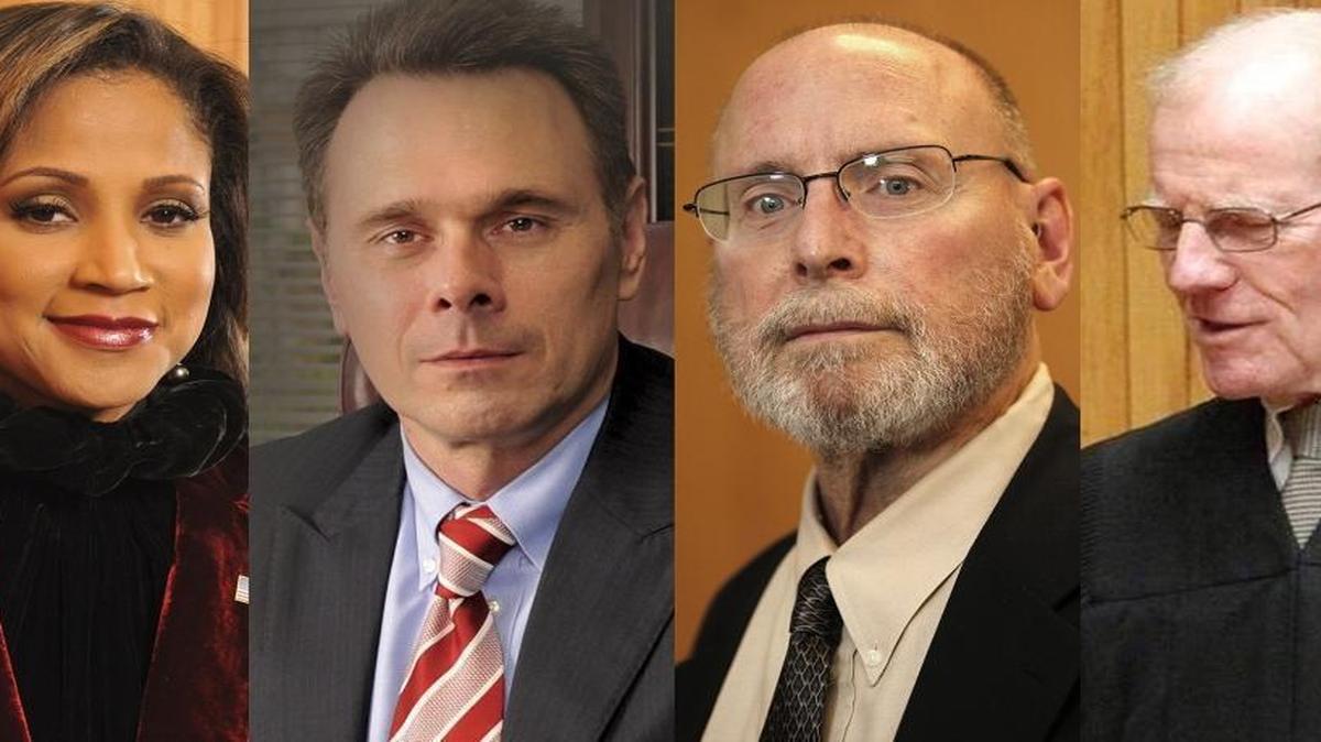 From left to right, the candidates for 20th Judicial Circuit Judge: Republican Laninya A. Cason; Republican Ron Duebbert; Democrat Robert P. LeChien; and Democrat John Baricevic.