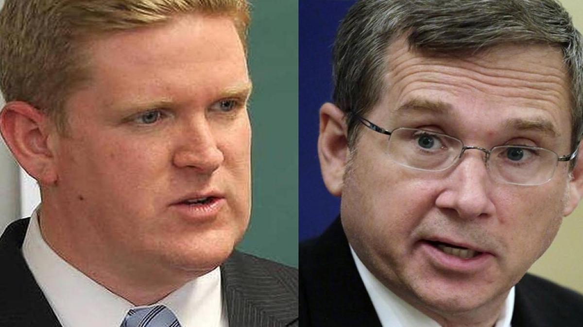 St. Clair County State’s Attorney Brendan Kelly, left, and U.S. Sen. Mark Kirk, R-Illinois.
