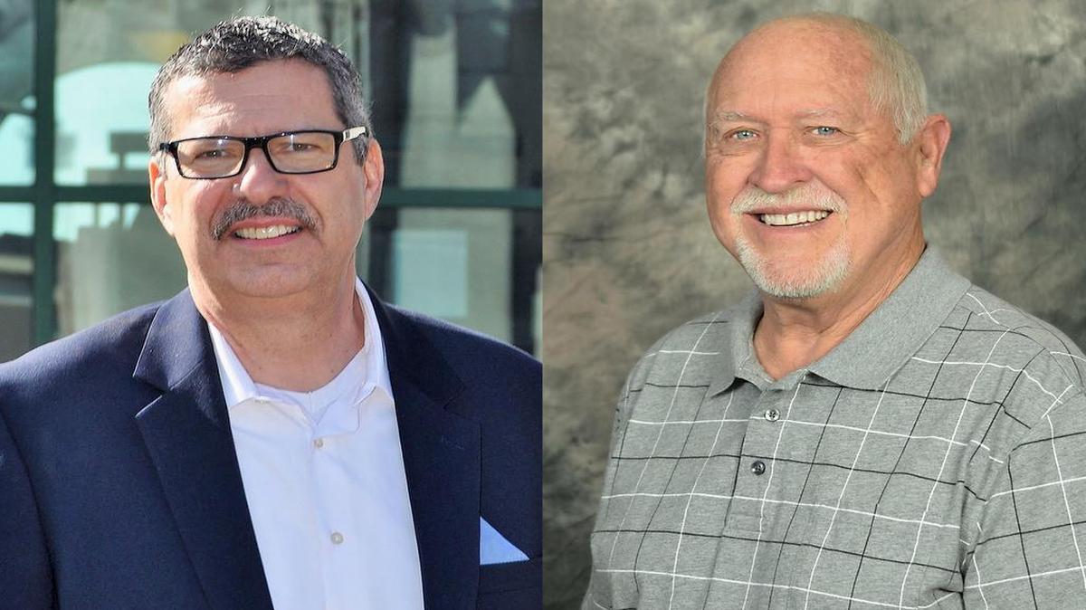 Edwardsville Township Supervisor Frank Miles (left) is being challenged by W. Barth Legate (right) in the April election.
