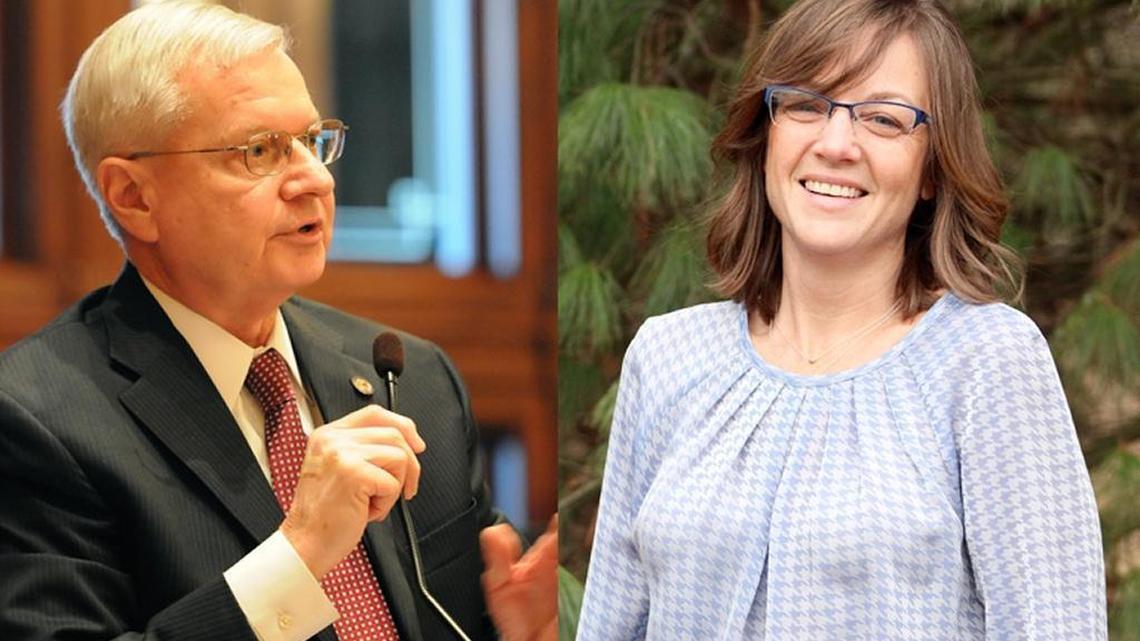 Former Republican state Rep. Dwight Kay, left, is in a rematch against state Rep. Katie Stuart, D-Edwardsville.