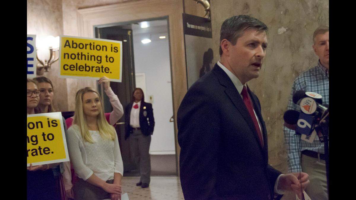 Peter Breen, a former state representative and vice president and senior counsel of the Chicago-based pro-life law firm, the Thomas More Society, speaks during a news event Wednesday at the Chicago Cultural Center. Breen said his firm will mount a legal challenge to the Reproductive Health Act, signed minutes into law minutes earlier by Gov. J.B. Pritzker. He said the law creates a new “death penalty” in Illinois.