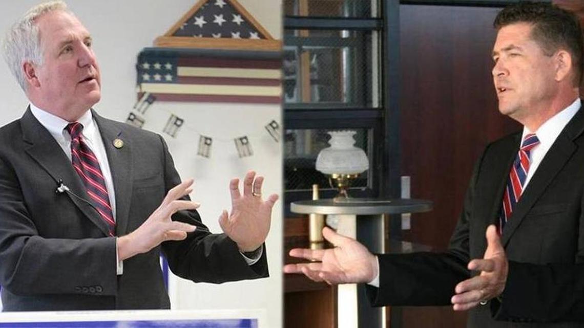 John Shimkus, left, and Kyle McCarter are vying for the Republican nomination in the 15th Congressional District.
