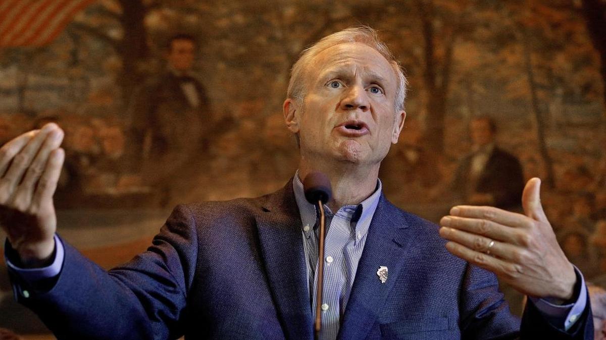 In this Oct. 16, 2015, file photo, Illinois Gov. Bruce Rauner speaks to reporters at the State Capitol in Springfield. Rauner has taken steps he says will make the state’s sometimes controversial system of corporate tax breaks more effective and fair. The changes also would eliminate special deals some businesses have demanded as they weigh offers to leave the state. Rauner’s administration says the new rules are aimed at creating fiscal responsibility.