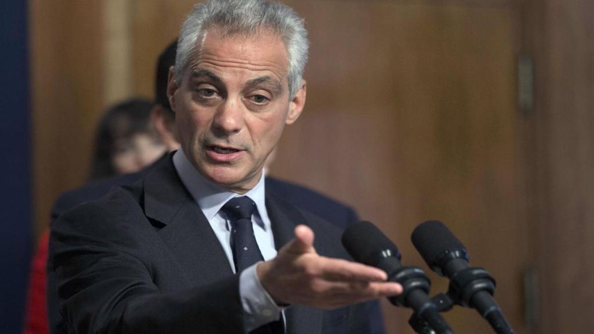 
Chicago Mayor Rahm Emanuel speaks at a news conference Wednesday, July 1, 2015, in Chicago. The Chicago Tribune sought emails related to Chicago’s scandal-tainted system of red-light tickets enforced through cameras. But Emanuel’s administration argued messages sent from private devices are not in a public body’s possession. The Tribune took the matter to court last month.
