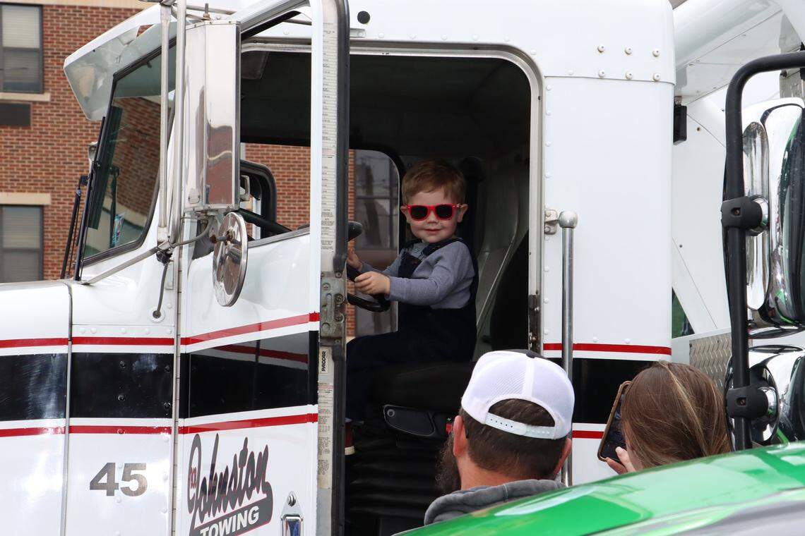 A little friend explores a tow truck as part of Belleville Police Department’s Touch A Truck initiative at a previous Cities in Harmony event.
