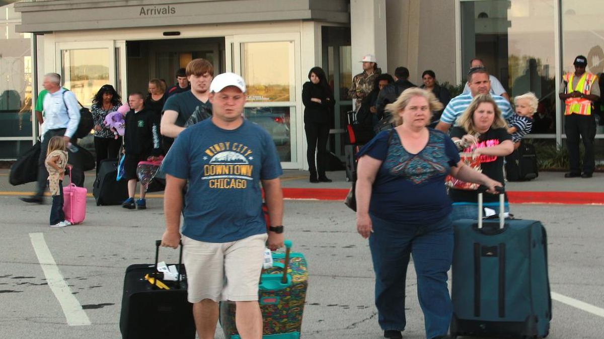 Allegiant Airlines passenger numbers are up at MidAmerica St. Louis Airport, meaning St. Clair County needs to spend $588,076 for more parking. Also, the entrance seen in the background needs to be replaced as part of $835,000 in renovations now that the airport is 20 years old.