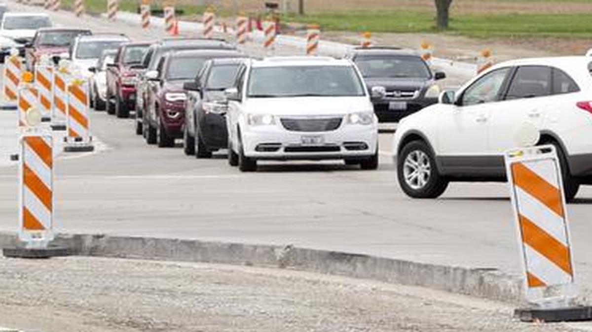 Work on the widening of Frank Scott Parkway to four lanes from Illinois 159 to North Green Mount Road may begin in a few months. The intersections, including this one at Hartman Lane, are in the process of being widened to five lanes, when including a turn lane.