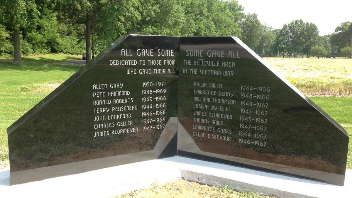 Vietnam War veterans from Belleville are remembered on a new granite monument at Walnut Hill Cemetery in Belleville.