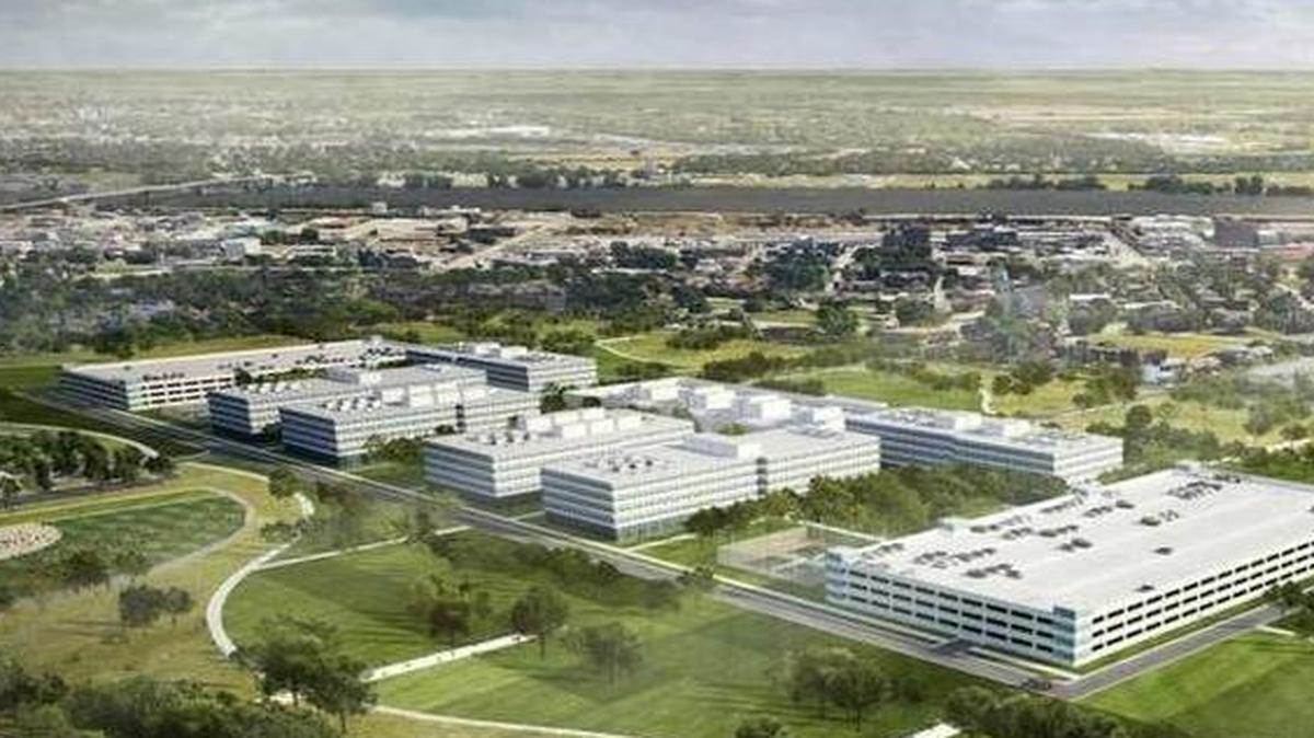 This artist’s rendering of the North St. Louis site for the National Geospatial-Intelligence Agency is out of date. NGA is now discussing putting the facility underground.