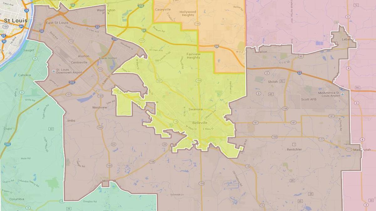 The 114th Illinois House District currently held by state Rep. Eddie Lee Jackson lumps Lebanon in with East St. Louis voters.