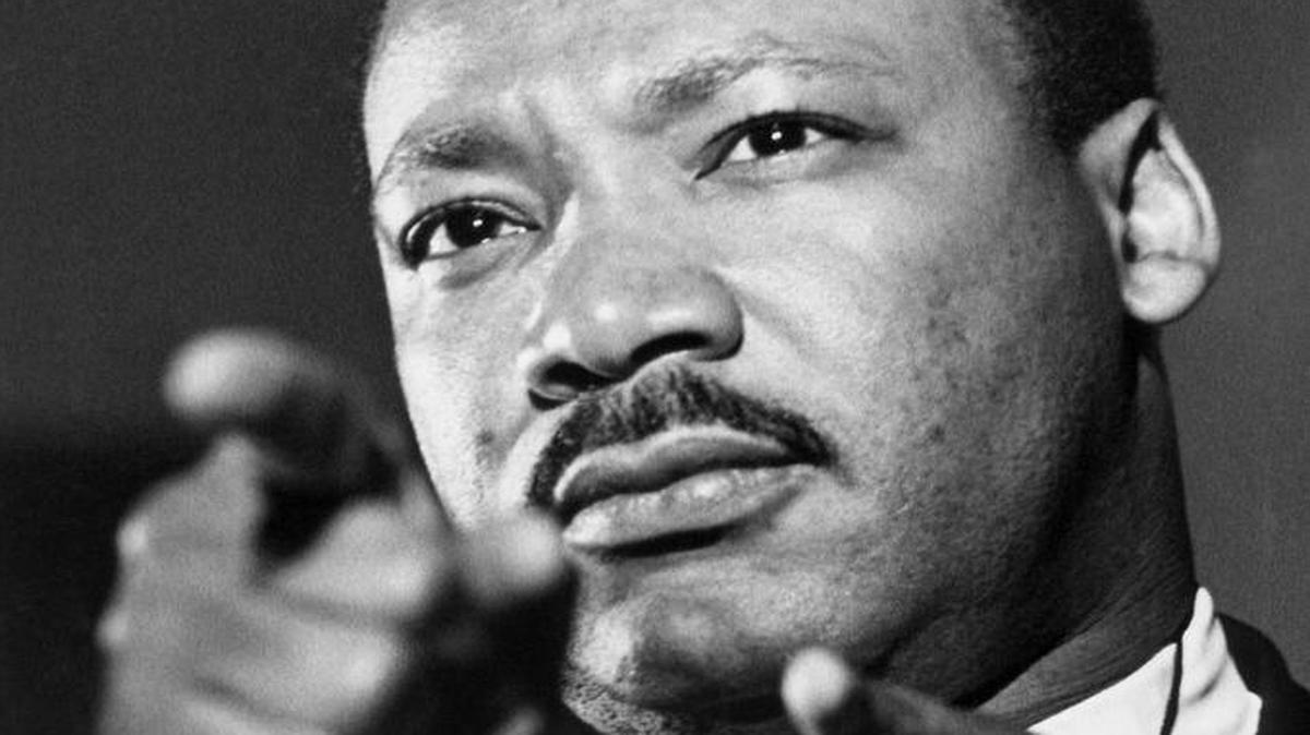 Martin Luther King, shown speaking in 1968, came forward as a young minister to lead Montgomery’s black boycott of buses which changed history in 1956. He went on into the weathered old black churches of the South and reached deep into the black souls with an eloquence and an anthem: “We Shall Overcome.” And in 1963 he led 200,000 people to the dreams of brotherhood.