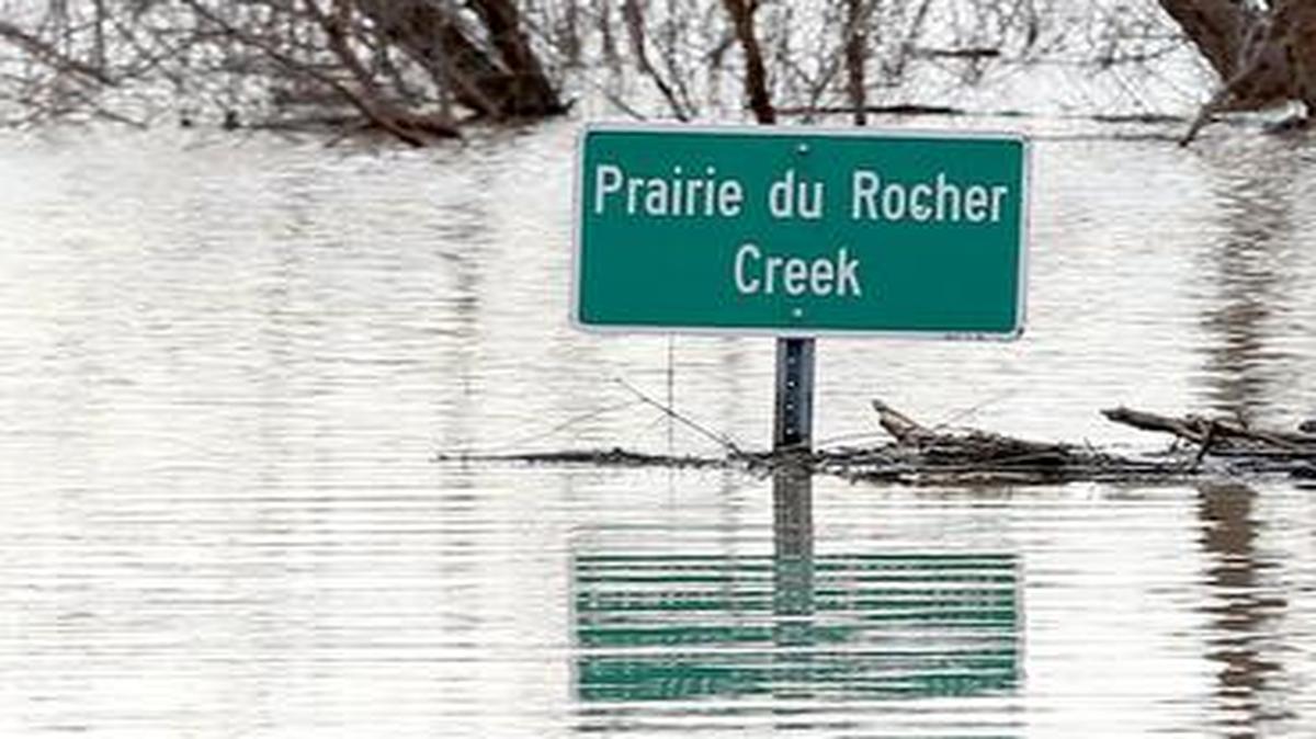 Prairie Du Rocher creek flooded in December 2015. The village is spending more than $100,000 to prove that its levees meet the new federal standards.
