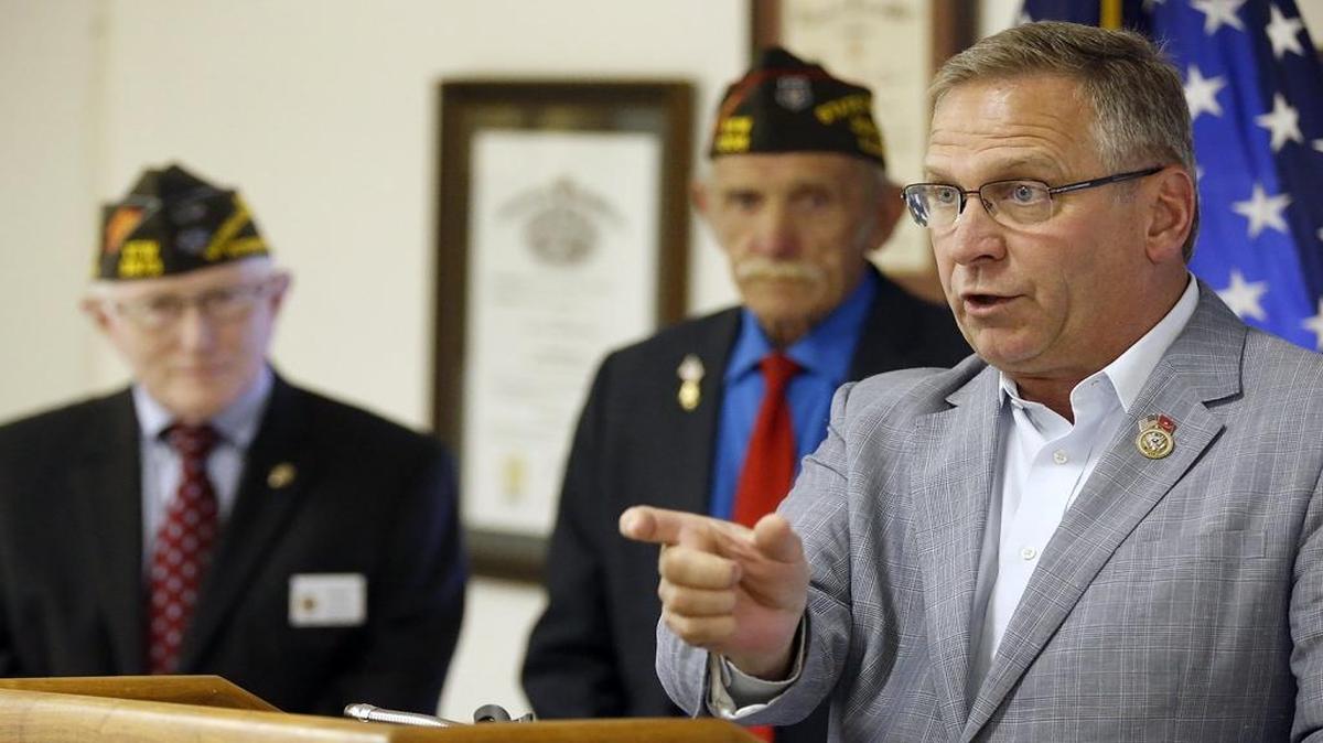 In this BND file photo, U.S. Rep. Mike Bost, R-Murphysboro, speaks to veterans at VFW Post 4183 in Belleville on May 31, 2017.