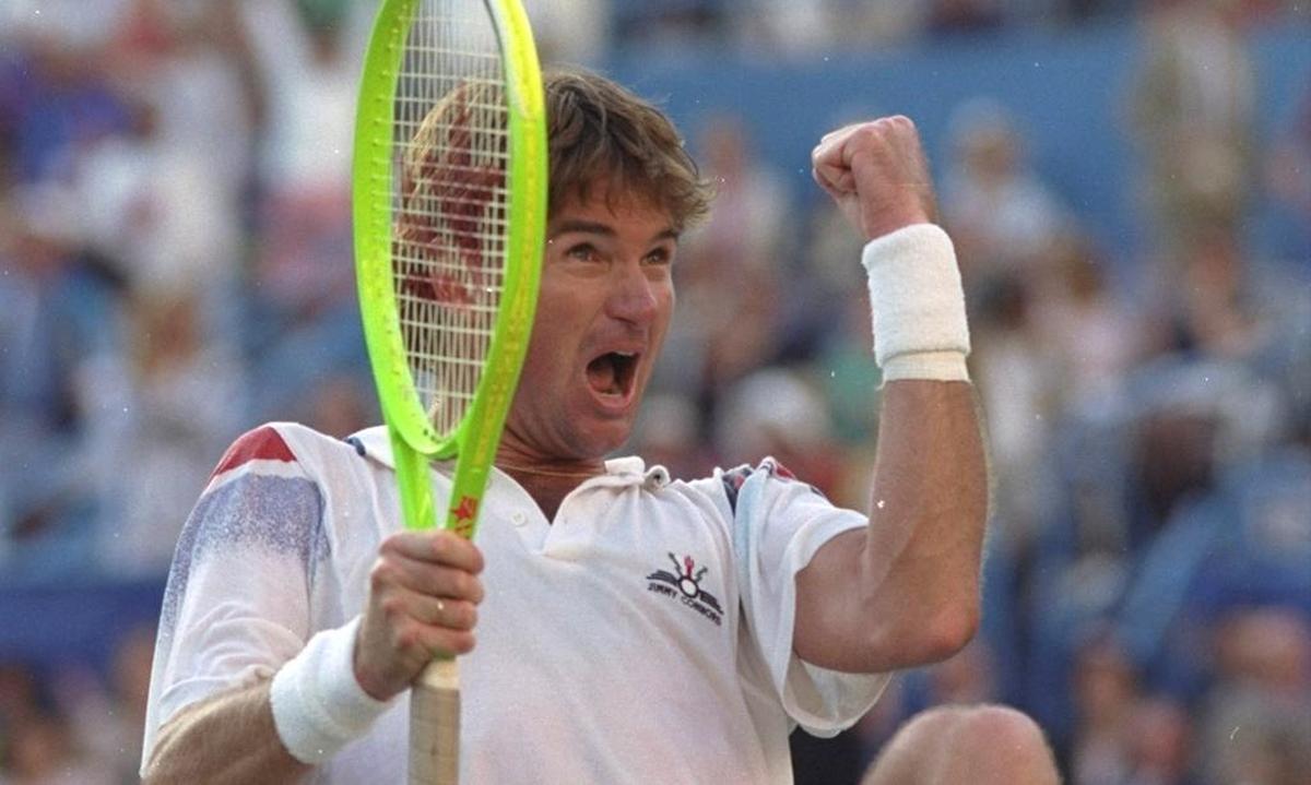 Jimmy Connors celebrates during the US Open in Flushing Meadow, New York in 1991. The tennis hall of famer was raised in East St. Louis and Belleville.