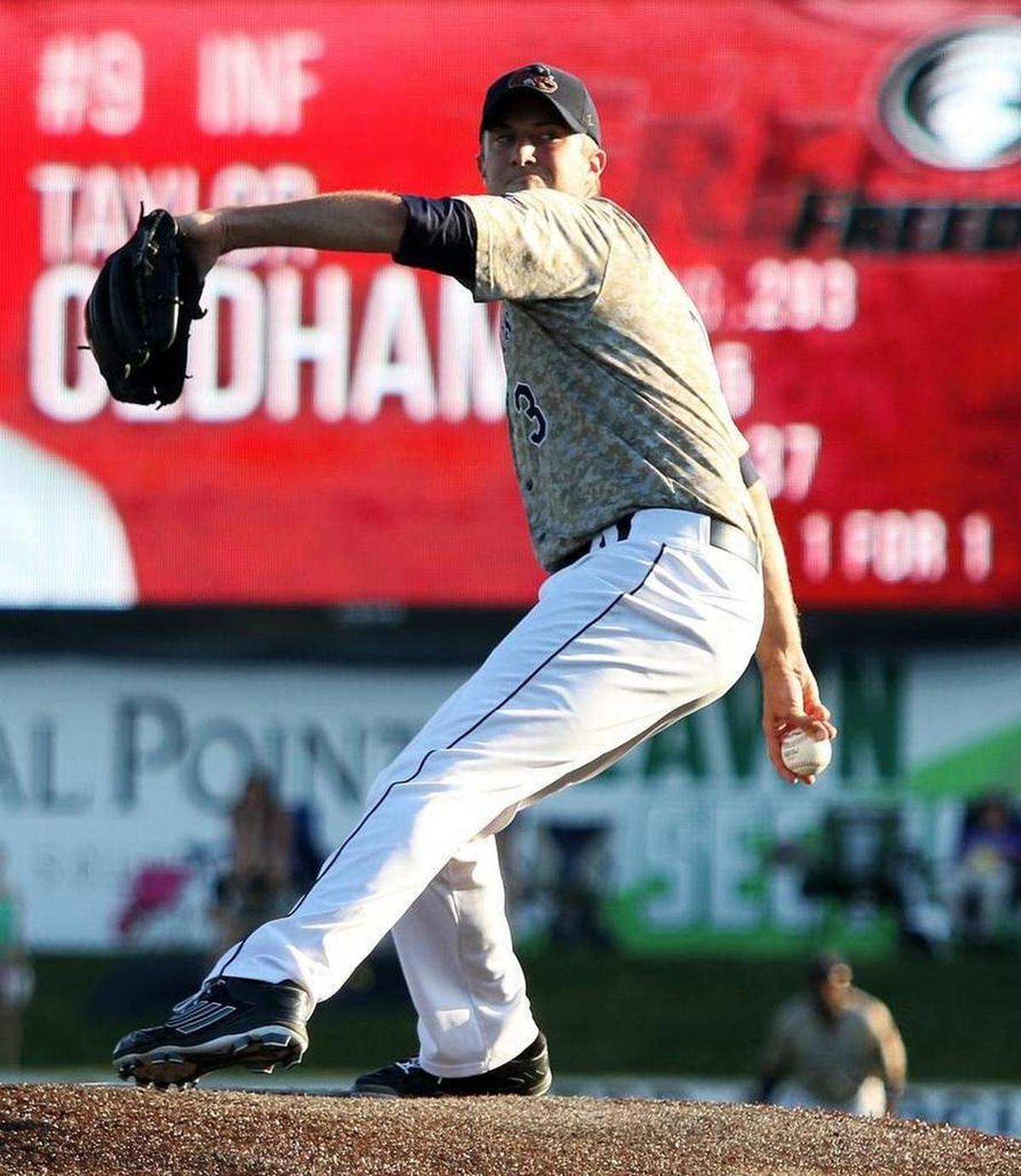 Trevor Richards, a 2011 Mater Dei graduate, delivers a pitch during one of his nine appearances with the Gateway Grizzlies in 2016. Richards is one of the Grizzlies’ famous alumni as he was signed by the Miami Marlins in 2016 and called up to the majors in 2018. He has since pitched for the Tampa Bay Rays and Milwaukee Brewers, and is currently on the Toronto Blue Jays. Richards’ former Frontier League team opens their 22nd season this week.