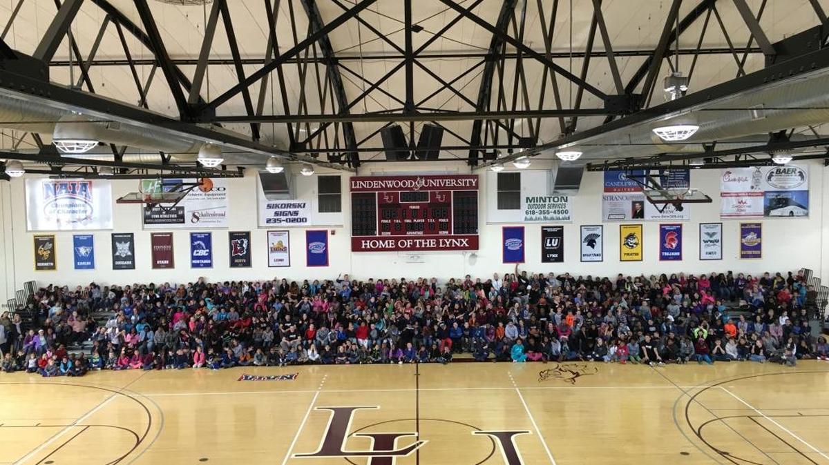 The Lindenwood University-Belleville men’s basketball team hosted students from Union Elementary to talk about what it means to be a “Champion of Character.”