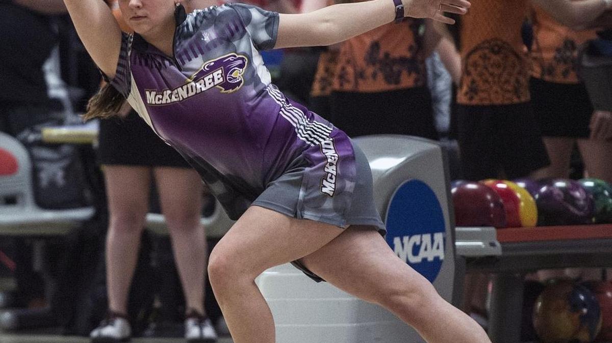 McKendree sophomore Jessica Mellott, who is the Bearcats’ anchor bowler at the NCAA Championship, is shown in action Saturday during day two of the NCAA Bowling Championship in North Brunswick, N.J.