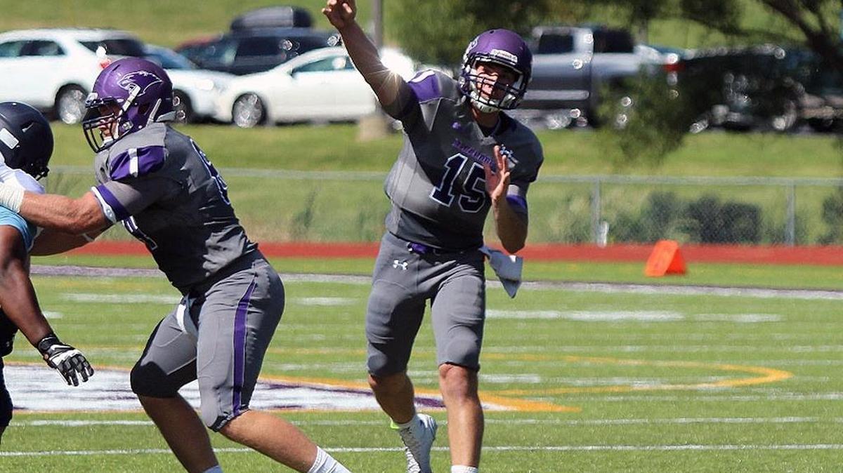 
McKendree quarterback Isaac Fisher tosses a pass during the Bearcats’ 27-24 victory over Northwood on Saturday in Lebanon. 

