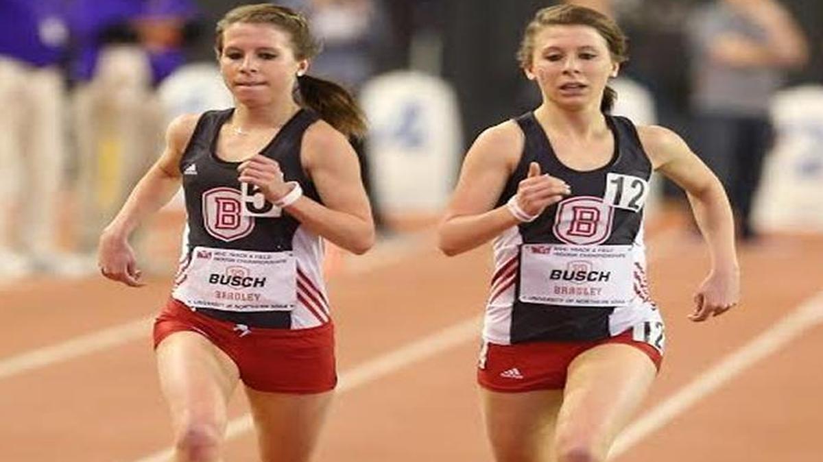 Caitlen and Kristen Busch shared the Charles Osborn Award, the top award given to a student-athlete annually at Bradley University in Peoria