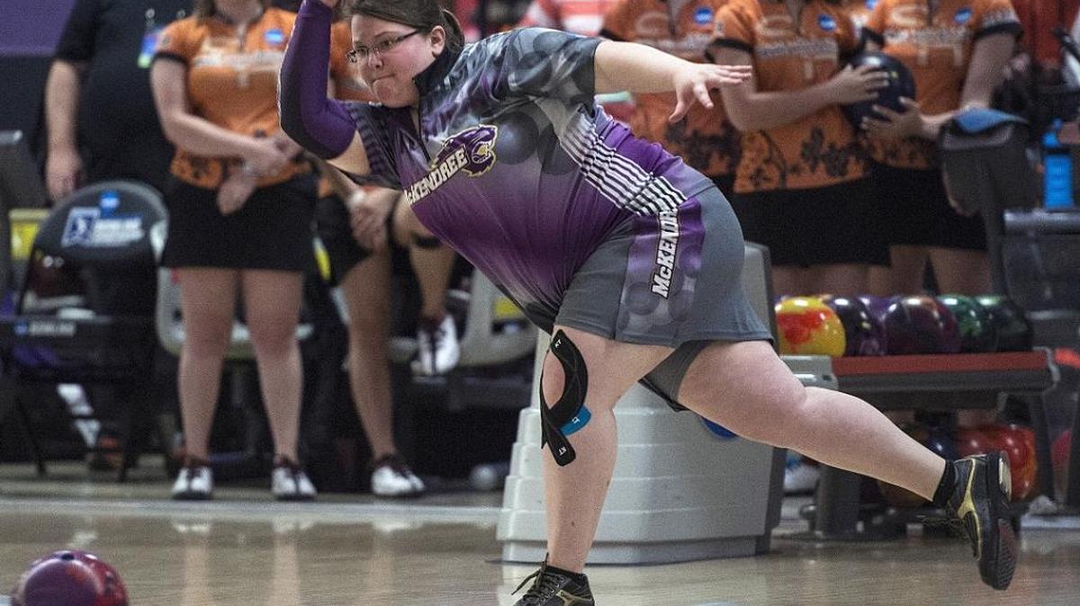 McKendree’s Samantha Hagerman is seen competing during bracket play Friday afternoon at the 2016 NCAA National Collegiate Women’s Bowling Championship in North Brunswick, NJ.