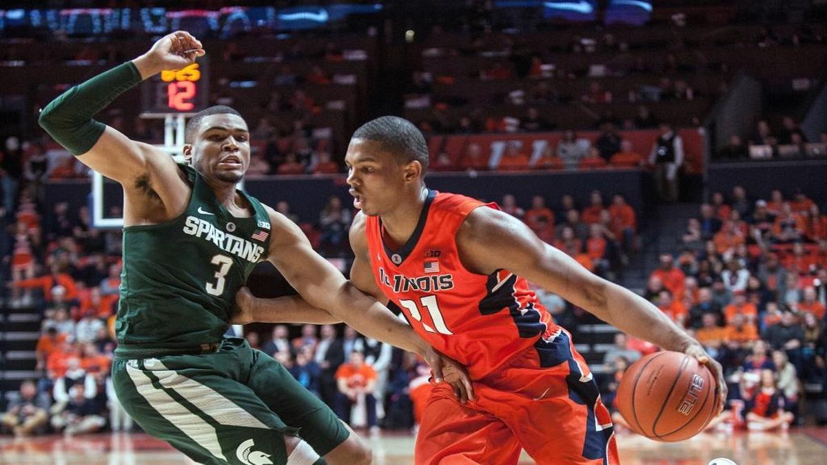 Malcolm Hill scored 22 points in the Illini 73-70 win over Michigan State on Tuesday to move into fourth place on Illinois’ all-time scoring list.