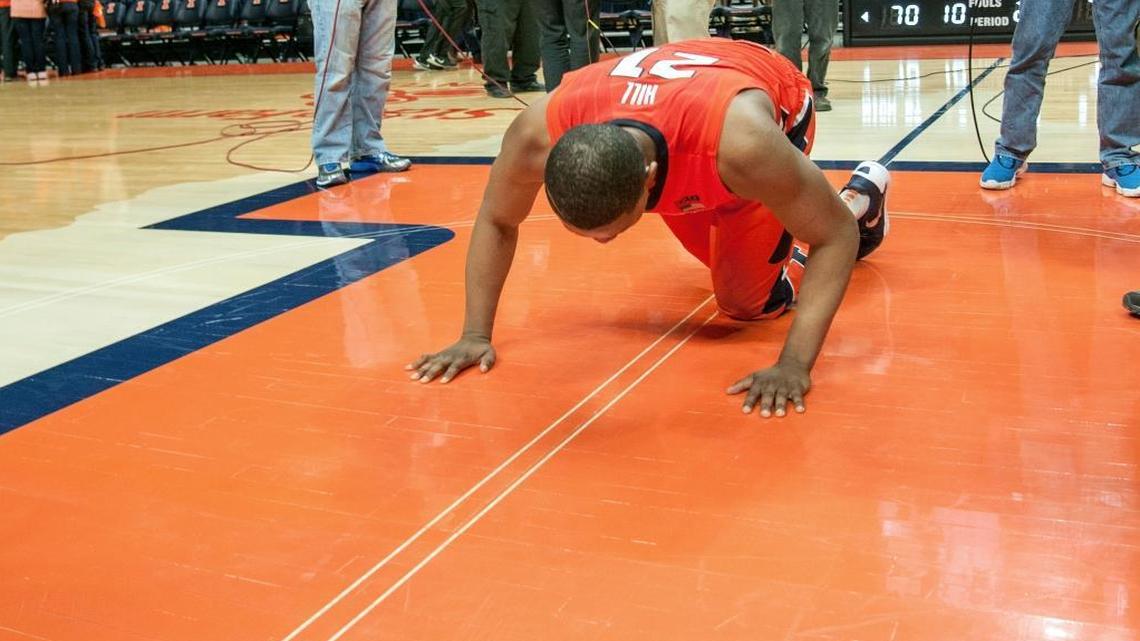 Illinois guard Malcolm Hill joined the 1,800 point club for the Fighting Illini during his team’s win in the first round of the NIT.