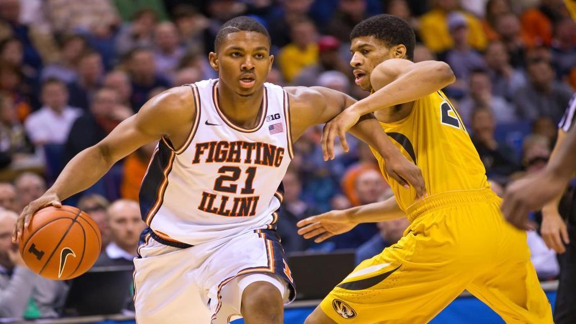 Illinois guard Malcolm Hill, a Belleville East graduate, drives to the basketball during Wednesday’s game against Missouri at the Scottrade Center in the annual Braggin’ Rights game. See a gallery of photographs at bnd.com.