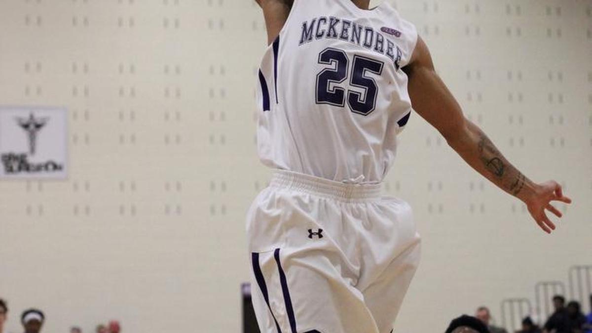 Justin Blanks gets set to slam home two of his 20 points for McKendree in the Bearcats’ 84-60 non-conference win Tuesday night against Central Christian.