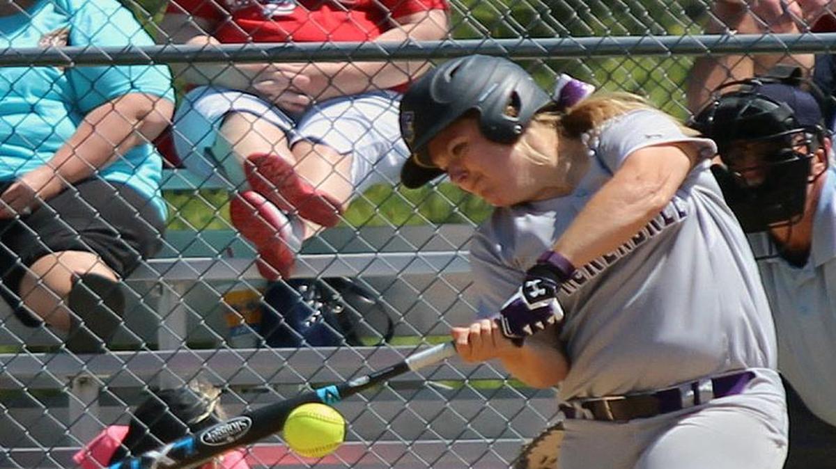 McKendree’s Abby Liske swings at a pitch during game one of the Bearcats’ doubleheader at home on Saturday against Drury University. Liske is a sophomore from Nashville.