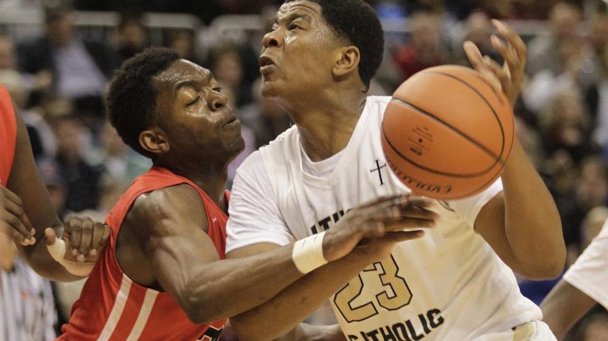 Junior Jordan Goodwin (right) is the top scorer for the nationally ranked Althoff Crusaders,