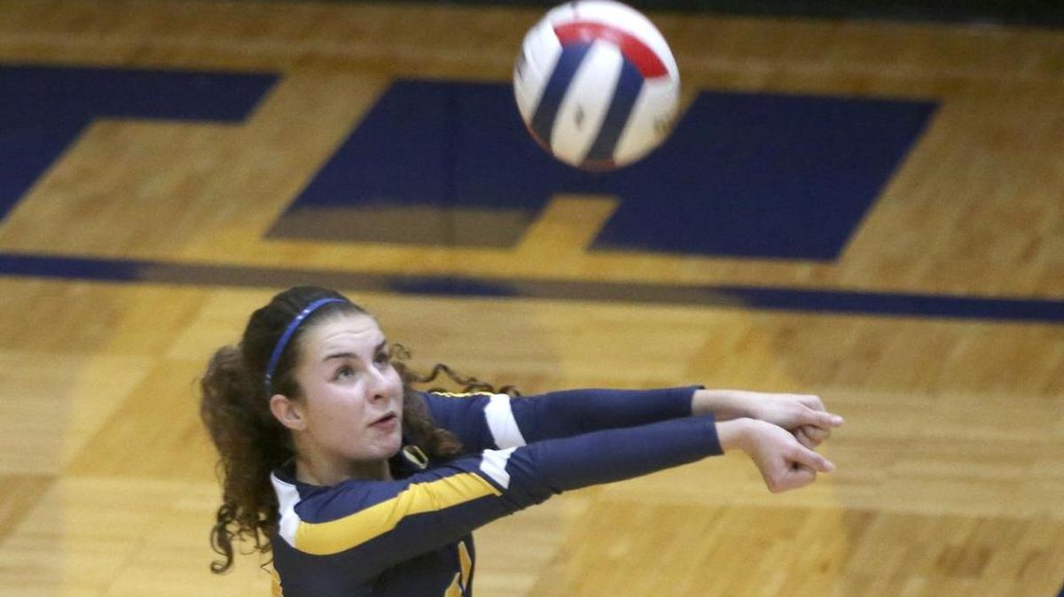 O'Fallon's Lauren LePere sets up a hit.
