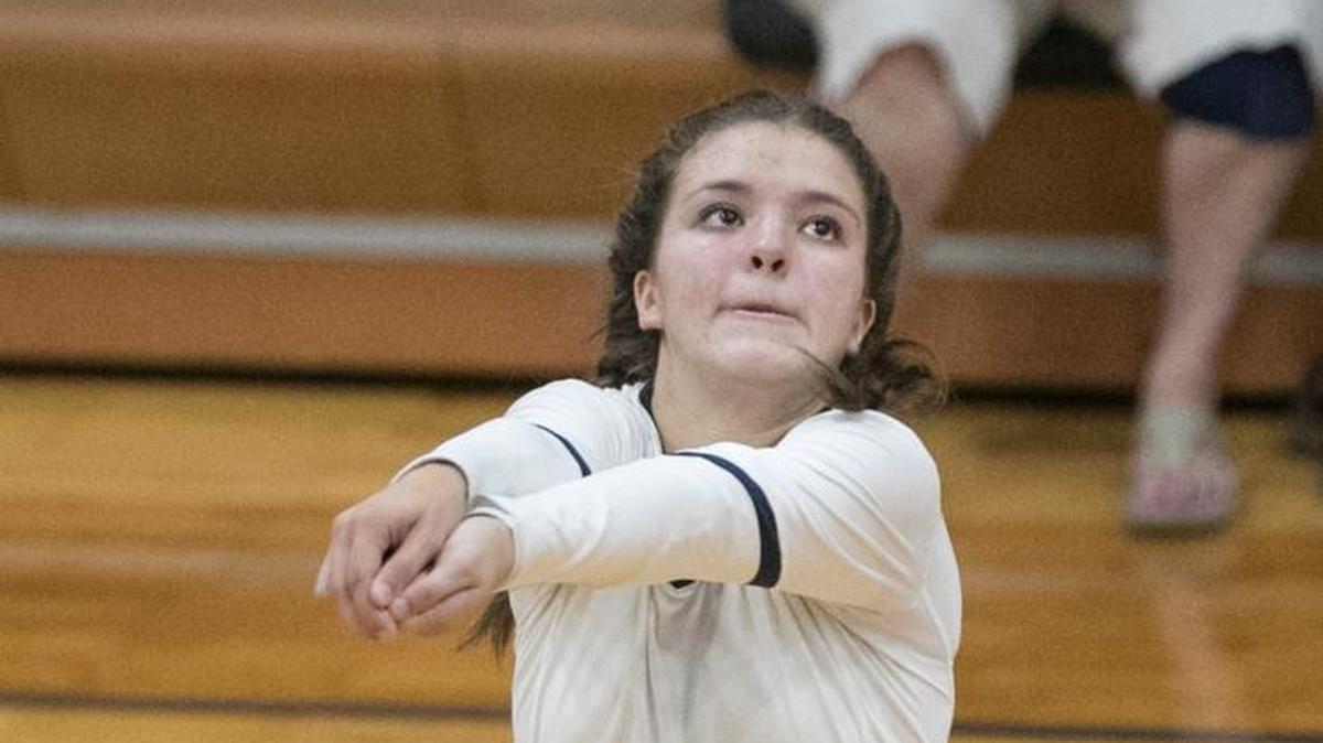 Althoff's Katie Wemhoener volleys during their game against Edwardsville.