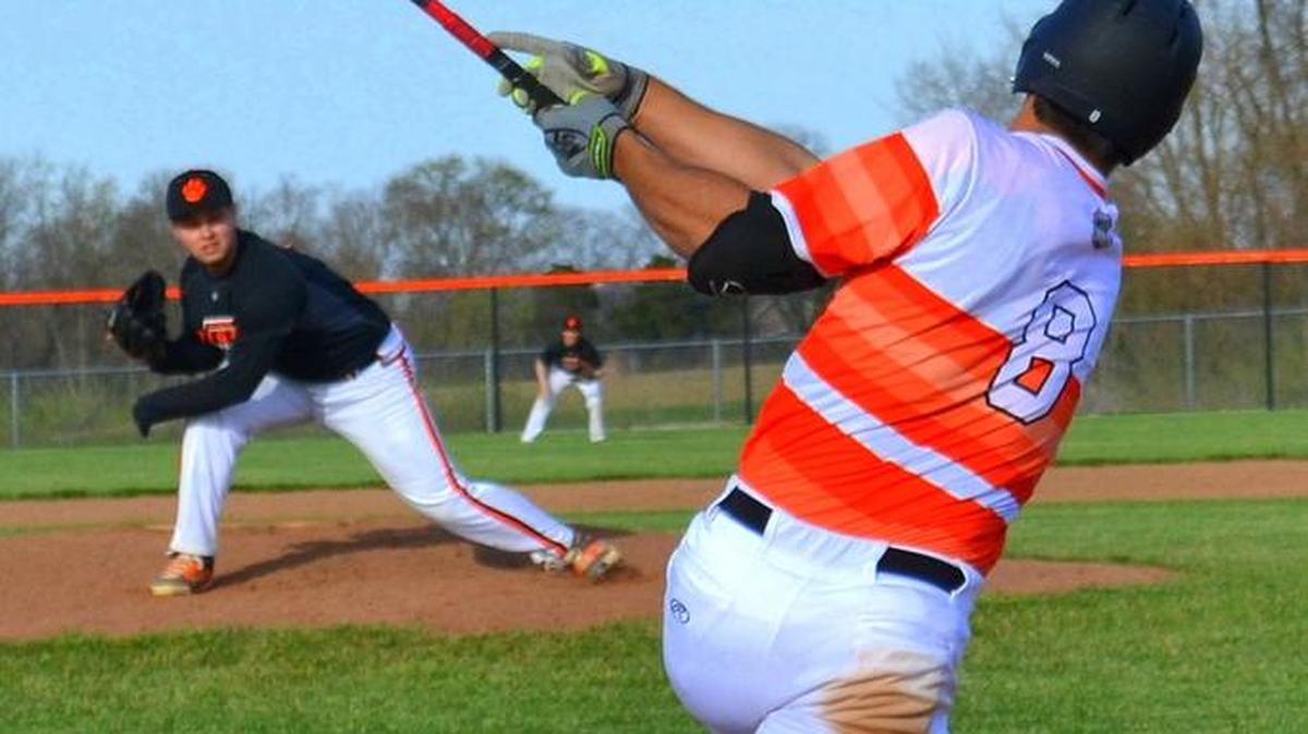 Waterloo High senior Jordan McFarland hitting in a game earlier this season
