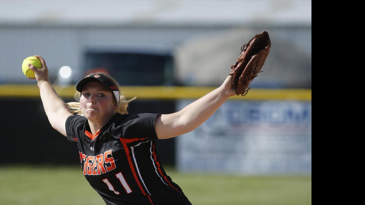 
Edwardsville's Kallen Loveless pitches against Belleville East during their Sectional semifinal game on Tuesday.
